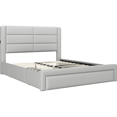 Yaheetech Upholstered Bed Frame with 3 Storage Drawers and Built-In USB Ports