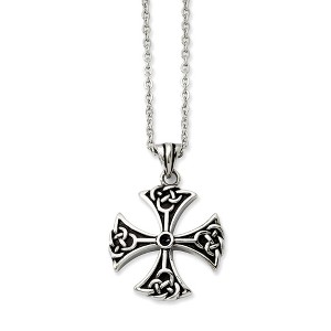 Black Bow Jewelry Stainless Steel Antiqued Celtic Cross Necklace - 20 Inch - 1 of 4