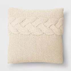 Oversized Cable Knit Square Throw Pillow Cream - Threshold™