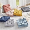 1 Pc Stylish Cozy Square Chenille Floor Pillow Cushion, Tufted Face Scallope Edge Polyester Filled Ultra Soft Cushion for Relaxing Decor Style - 4 of 4