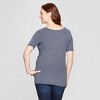 Short Sleeve Crossover Nursing Maternity T-Shirt - Isabel Maternity by Ingrid & Isabel™ Navy Striped XS - 2 of 3