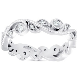 Pompeii3 3/8ct Diamond Eternity Ring 14k White Gold Womens Stackable Wedding Band - 1 of 4