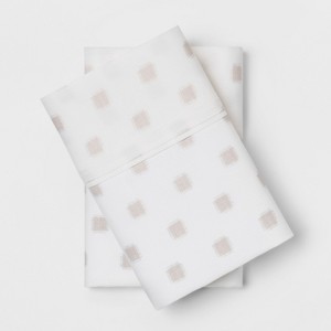 King 300 Thread Count Printed Organic Pillowcase Set White - Threshold