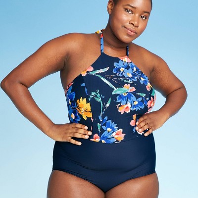 women's plus size high neck swimwear