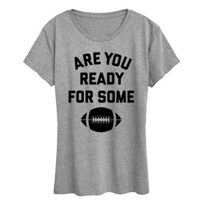 Women's Instant Message Ready For Some Football Short Sleeve Graphic T-Shirt - Heather Grey - 1X - 1 of 4