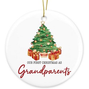 Lomsoe Our First Christmas as Grandparents Ornament First Time Grandparents Gift New Grandparent Christmas Ceramic Xmas Tree Ornament Decorations - 1 of 1