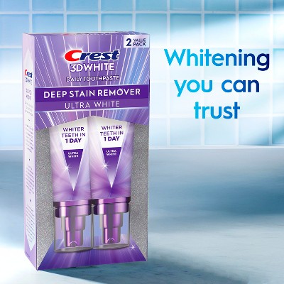 Crest Toothpaste 3D White Deep Stain Remover Ultra White Toothpaste - 3.1oz/2pk