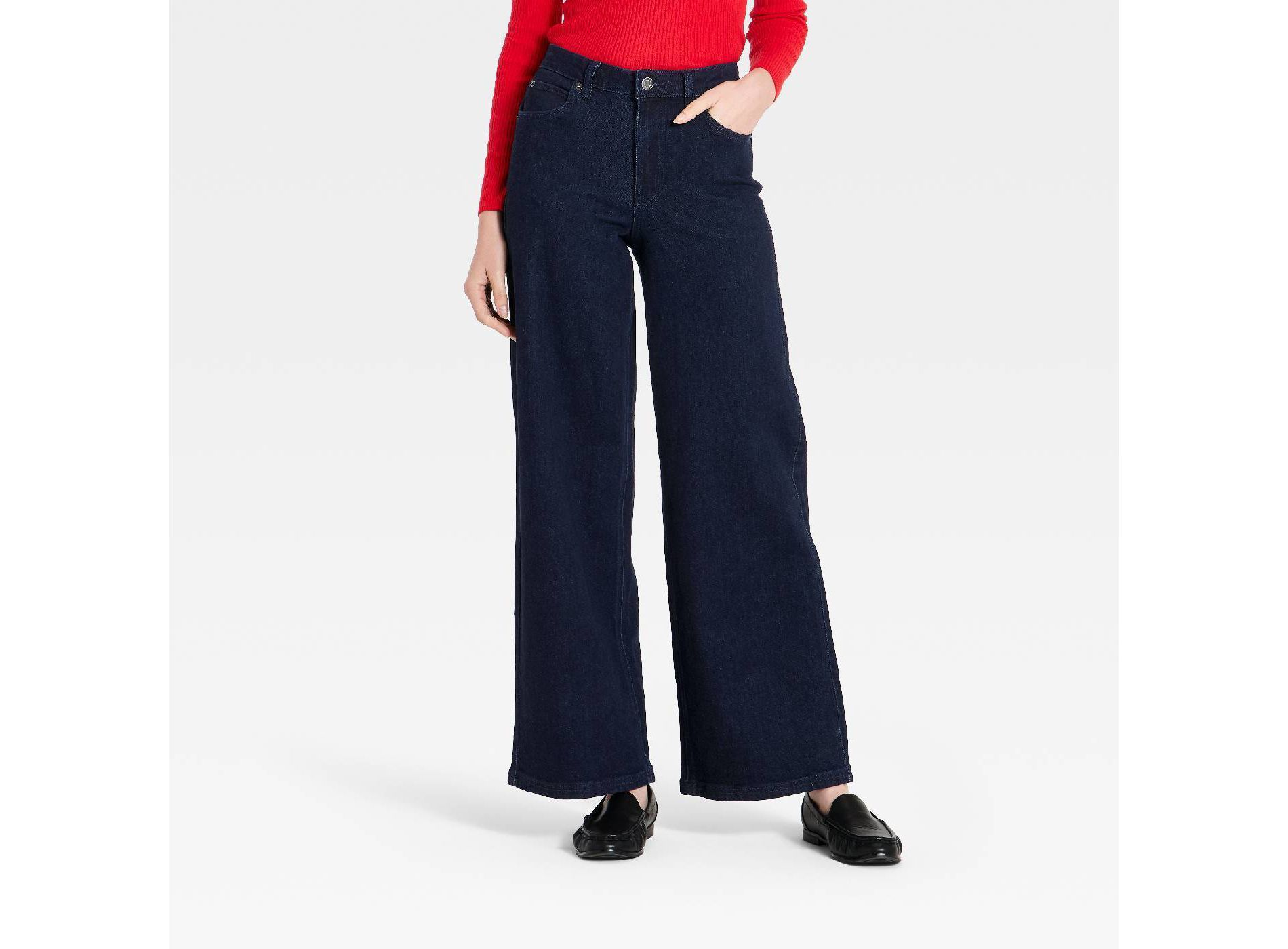 Women's High-Rise Denim Wide Leg Pants - A New Day™ Indigo