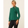 INSPIRE CHIC Women's Elegant Long Sleeve Ruffle Tie Neck Business Work Top - 2 of 4