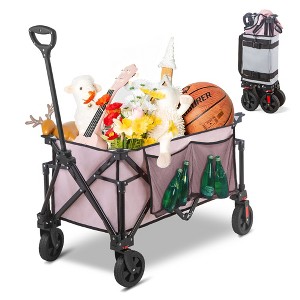 YARDSIGHT Collapsible Folding Wagon Cart, 220 lbs Heavy-Duty Utility Cart with All-Terrain Wheels and Side Storage for Camping, Shopping, Gardening - 1 of 4
