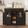 Kitchen Island with Storage, 41" Drop Leaf Table, Mobile Coffee Bar Station, 2 Cabinets, 2 Drawers, 3 Shelves - 4 of 4