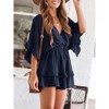 Imily Bela Women's V-neck Casual Romper Skirt, High-waist Drawstring Ruffle Layered Summer Jumpsuit - 2 of 4