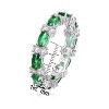 Guili Luxe Sterling Silver White Gold-Plated Chunky Eternity Band with Emerald & Cubic Zirconia for Timeless Beauty. Green or Blue, Sizes 6-8. - 3 of 3