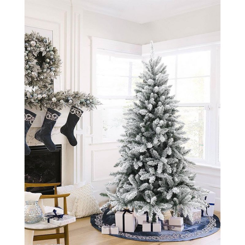 LuxenHome 6.1' Artificial Flocked Full Fir Christmas Tree Green, 1 of 7