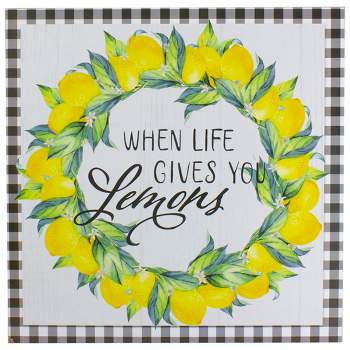 Northlight White and Black Gingham "When Life Gives You Lemons" Decorative Wall Art 13.75"