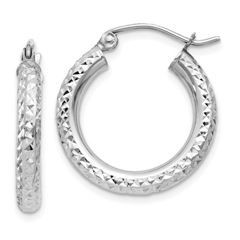 Black Bow Jewelry 3mm, 14k White Gold Diamond-cut Hoops, 20mm (3/4 Inch) - image 1 of 4