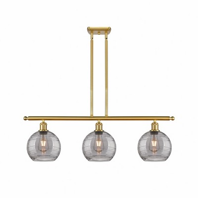 Athens Deco Swirl - 3 Light Island In Industrial Style-11 Inches Tall and 36 Inches Wide