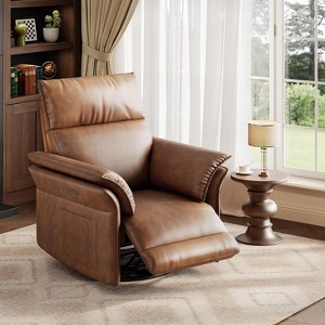 Power Recliner Chair Swivel Glider Upholstered Chenille Nursery Rocker Reclining Sofa Chair with Charging Port - 1 of 4