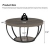 Resenkos Wooden Coffee Table, 2-Tier Round Central Cocktail Table with Shelves,Gray - 3 of 4