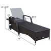 Costway Outdoor Chaise Lounge Chair Recliner Cushioned Patio Furniture Adjustable Wheels Brown - 3 of 4