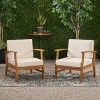 Christopher Knight Home Abena Outdoor Acacia Wood Club Chairs with Cushions(Set of 2) - 3 of 4