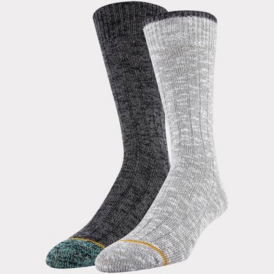 Signature Gold by GOLDTOE Men's Native Nomad Crew Slub Socks 2pk - Gray/Black