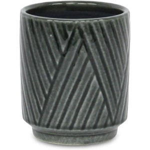 Cheung's Parlora Crossed Diagonal Pattern Straight Side Ceramic Pot - Small - Dark Gray - 1 of 4