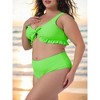 Women's Plus Size Ruffle Tie High Waisted Tummy Tummy Control Two Piece Swimwear - Agnes Orinda - 2 of 4