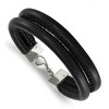 Black Bow Jewelry Men's Black Leather Cord & Stainless Steel Double Row Bracelet, 8.5 In - 3 of 4