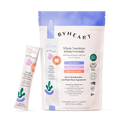ByHeart Whole Nutrition Infant Formula Powder, Made with Organic Whole Milk, Anywhere Pack - 14ct