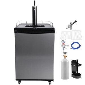 VEVOR Beer Kegerator, Single Tap Draft Beer Dispenser, Full Size Keg Refrigerator With Shelves, CO2 Cylinder, Drip Tray & Rail, Silver - 1 of 4