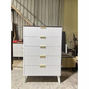 Fluted Dresser w/ Faux Marble Top & 5 Deep Drawers - 47.2" Tall Modern Curved Profile Wooden Chest for Bedroom,Kids Room, Living Room, Hallway - 1 of 1