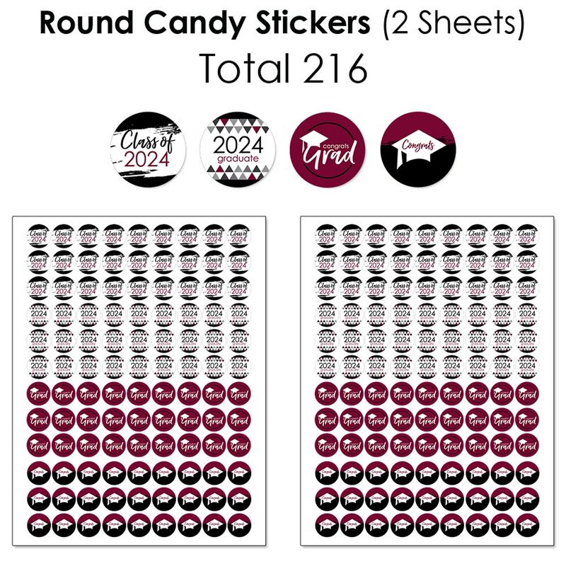 Big Dot of Happiness 2024 Maroon Graduation Party Candy Favor Sticker Kit - 304 Pieces, 5 of 9
