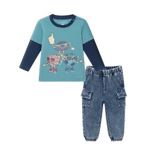 Andy & Evan  Infant  Jersey Twofer Tee & Terry Pants Set - 1 of 4