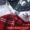 Christmas Duvet Cover Set with 2 Pillowcases, Christmas Plaid Duvet Cover 100% Microfiber Red Duvet Covers with Button Closure Xmas Bedding Gift - 4 of 4