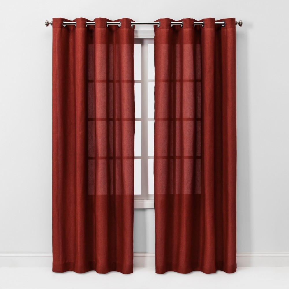 95x54 Solid Light Filtering Window Curtain Panel Red - Threshold was $34.99 now $17.49 (50.0% off)