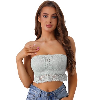 Allegra K Women's Lace Full-Coverage Tube Bra Adjustable Double Straps Bralettes
