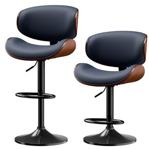 Gikpal Barstools, Adjustable Bentwood Barstools, Modern PU Leather Upholstered Bar Chair with Back and Footrest, for Bar, Dining Room - 1 of 4