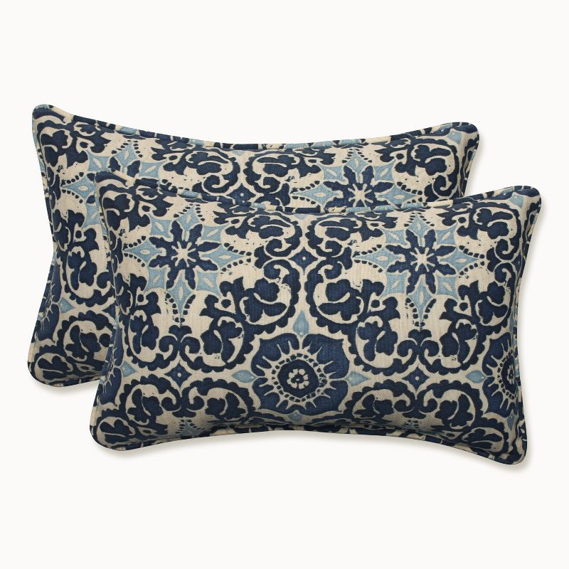 Woodblock Prism Outdoor Throw Pillow Set - Blue - Pillow Perfect, 1 of 8