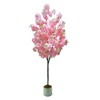 Pink Cherry Blossom Tree in Nursery Pot, Realistic Tall Wishing Tree Fake Cherries Flower, Indoor Outdoor Pink Large Plants - 4 of 4