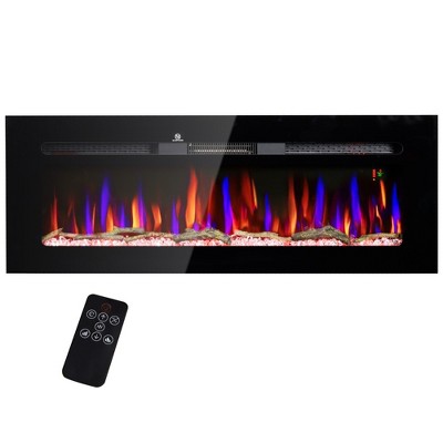 NicBex 50 Inch Electric Fireplace with Remote Control Wall Mount Heater Stove Fireplace with Adjustable Color Flames & Brightness,1500W Heat,Black