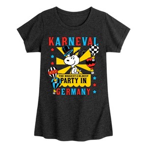 Girls' - Peanuts - Karneval Biggest Oldest Party Germany Fitted Short Sleeve Graphic T-Shirt - 1 of 4