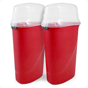 HOMZ 2-Pack Seasonal Holiday, Plastic Vertical Gift Wrap Storage Organizer, Red & Clear - Paper Wrapping Bin Containers for Christmas Gifts and - 1 of 4
