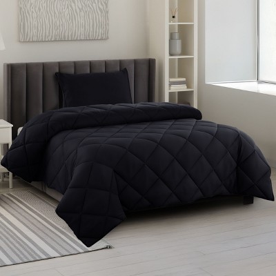 Reversible Comforter Set with Matching Pillowcases 3Pc Down Alternative Ultra Soft Solid Microfiber Comforters Durable Bedding - Lux Decor Collation