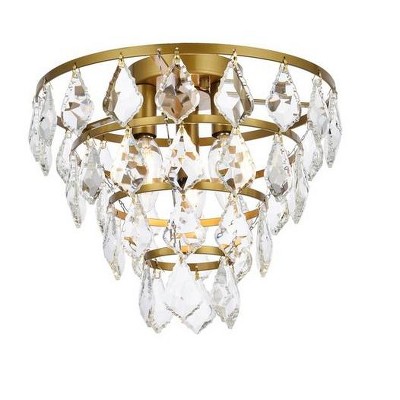 Ella 12-Inch Brass Flush Mount with Clear Crystal