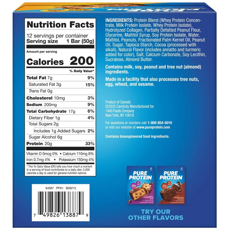 Pure Protein Bar - Chocolate Peanut Butter - 12ct, 6 of 8
