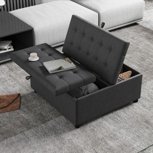TYBOATLE 35.5'' Square Ottoman with Storage, Large Ottoman Coffee Table, 500 lb Large Ottoman with Storages for Living Room, Black - 1 of 4