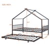 CAVINAS Full-Size Bed Frame with Storage, Full Size Bed Frame Kids, House-Shaped Metal Platform with Twin Size Trundle, Black - 3 of 4