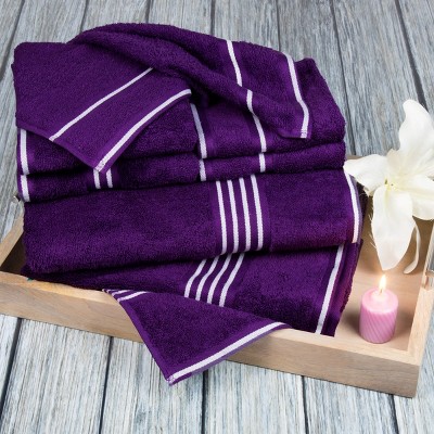 8pc Striped Bath Towel Set Purple - Yorkshire Home
