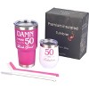 Meant2tobe 12 oz 50th Birthday Gifts for Women Tumblers, White and Pink - 4 of 4